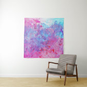 Creatieve roze-blauwe textuur, verfvlekken. wandkleed (In situ)