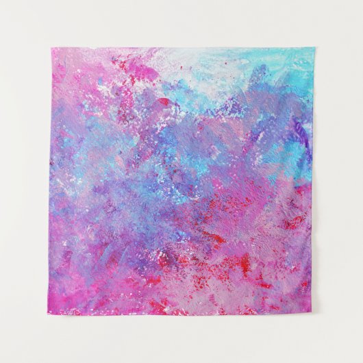 Creatieve roze-blauwe textuur, verfvlekken. wandkleed (Voorkant)