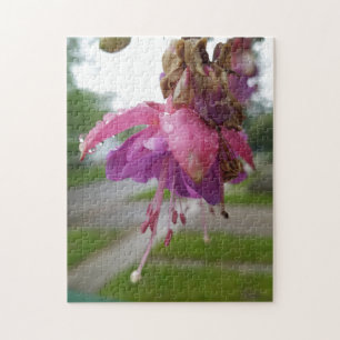 Creatieve roze fuchsia bloem foto legpuzzel