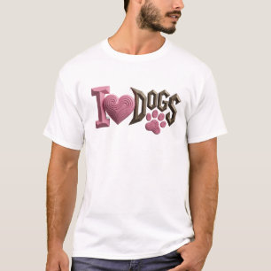 Creatieve Roze I LOVE DOGS Kunst Compositie T-shirt