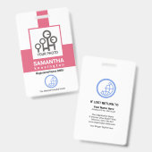 Creatieve Roze Kolom Verpleegster Foto Sjabloon ID Badge (Voor- en achterkant)