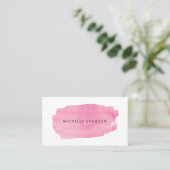 Creatieve Roze Waterverfstreek Professioneel Visitekaartje (Staand voorkant)