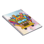 Creatieve schoolbus gemaakt van schoolbenodigdhede notitieboek (Rechterzijde)