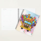 Creatieve schoolbus gemaakt van schoolbenodigdhede planner (Display)