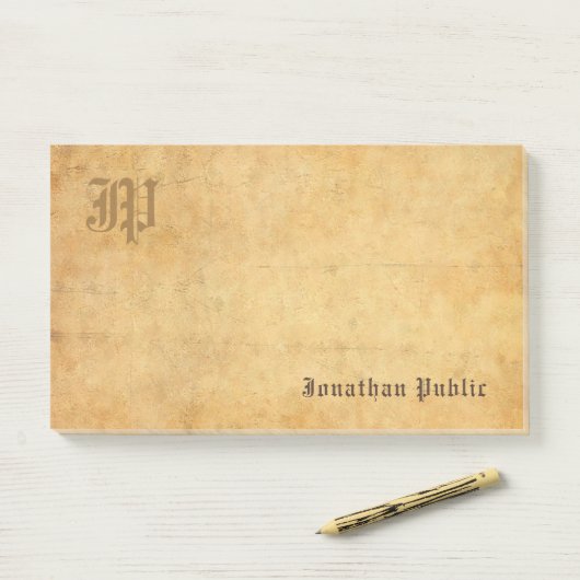 Creatieve Sjabloon Monogram Kalligrafie Post-it® Notes (Op bureau)