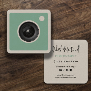 Creatieve social media mint crème fotograaf vierkante visitekaartje