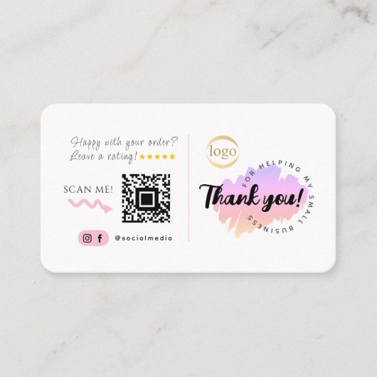 Creatieve sociale media aangepaste QR-code logo be Visitekaartje (Voorkant)