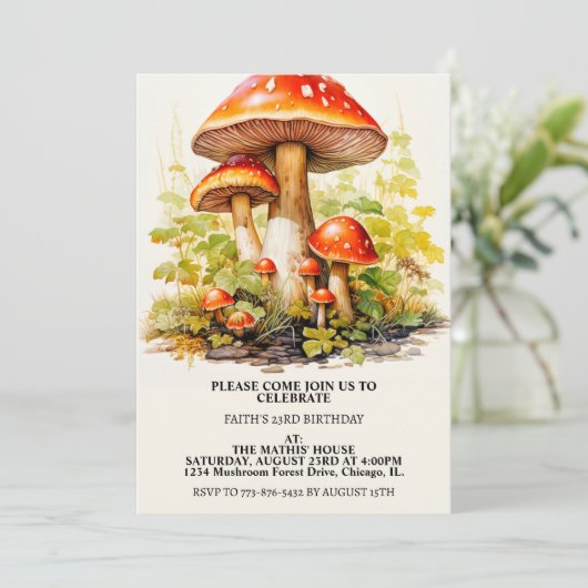 Creatieve Sprouting Mushrooms Art Verjaardagsfeest Kaart (Staand voorkant)