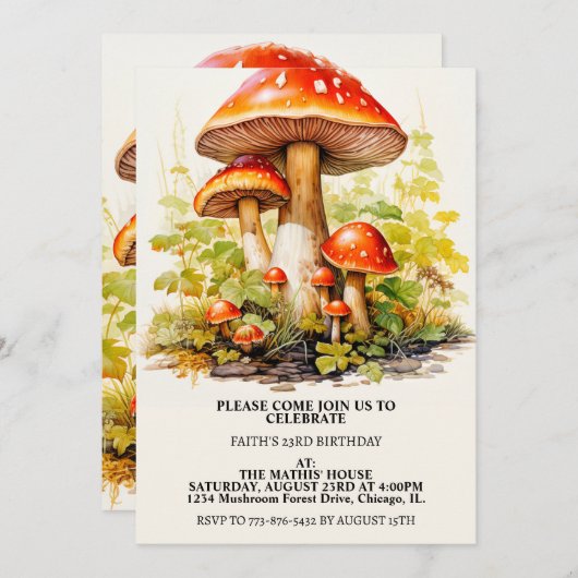 Creatieve Sprouting Mushrooms Art Verjaardagsfeest Kaart (Voorkant / Achterkant)