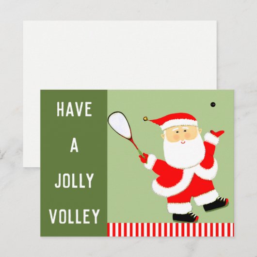 Creatieve squash speler kerst feestdagenkaart (Voorkant / Achterkant)