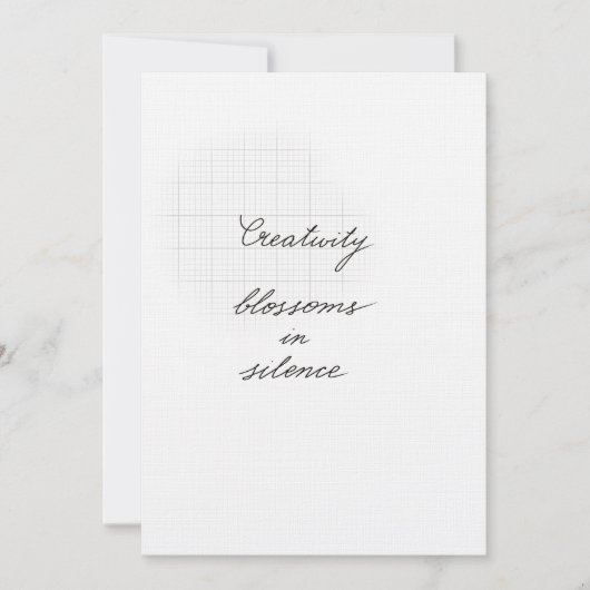 Creatieve stilte quote kaart (Voorkant)