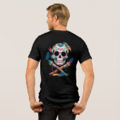Creatieve Sugar Skull en gekruiste verf Borstels A Tri-Blend Shirt (Achterkant volledig)