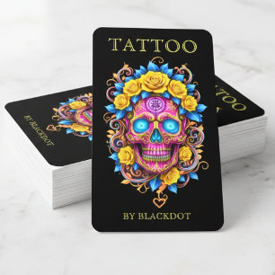 Creatieve Tattoo Studio Bloemenskelet Tattoo Kunst Visitekaartje