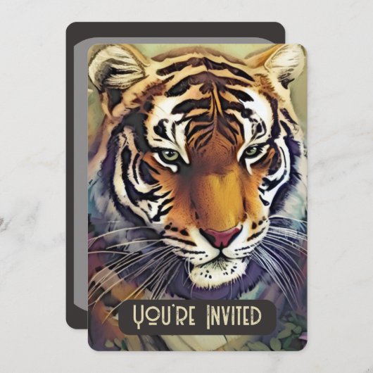 Creatieve Tijger Uitnodiging met QR Code (Voorkant / Achterkant)