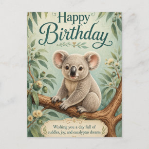 Creatieve titel Schattige Koala Eucalyptus Verjaar Briefkaart