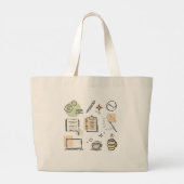 Creatieve tools en pictogrammen collage – Handgete Grote Tote Bag (Achterkant)