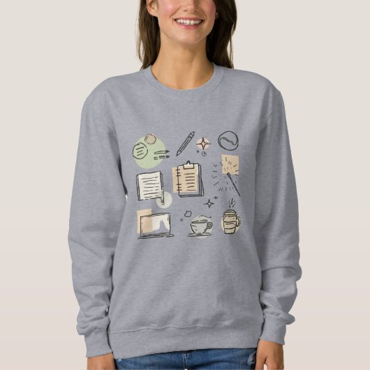 Creatieve tools en pictogrammen collage – Handgete Trui (Voorkant)