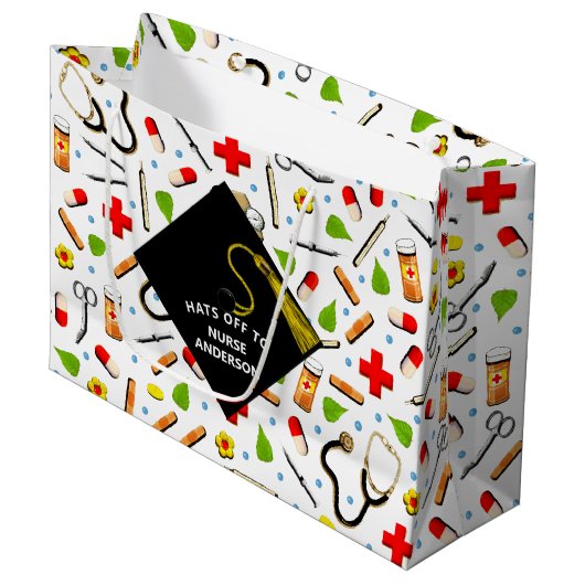 Creatieve verpleegsterschool afgestudeerd groot cadeauzakje (Voorkant Gekanteld)