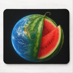 Creatieve Watermeloen Planeet Drijvend In De Ruimt Muismat