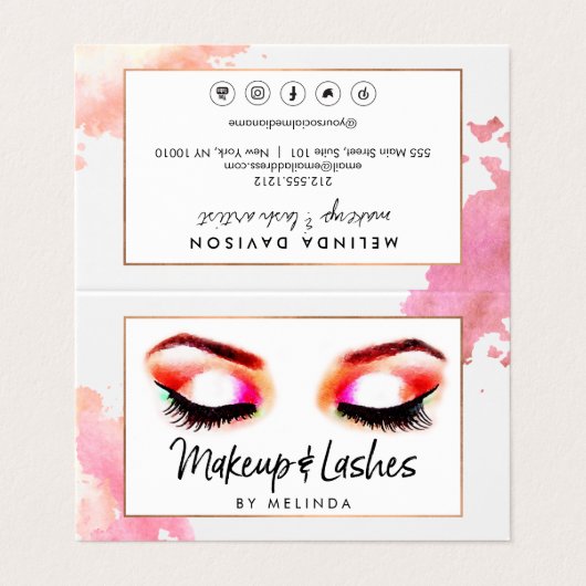 Creatieve Waterverf Ogen Make-up/Wimpers Nazorg Visitekaartje (Buitenkant ongevouwen)