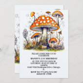 Creatieve Wild Mushroom Forest Art verjaardagsfees Kaart (Voorkant / Achterkant)