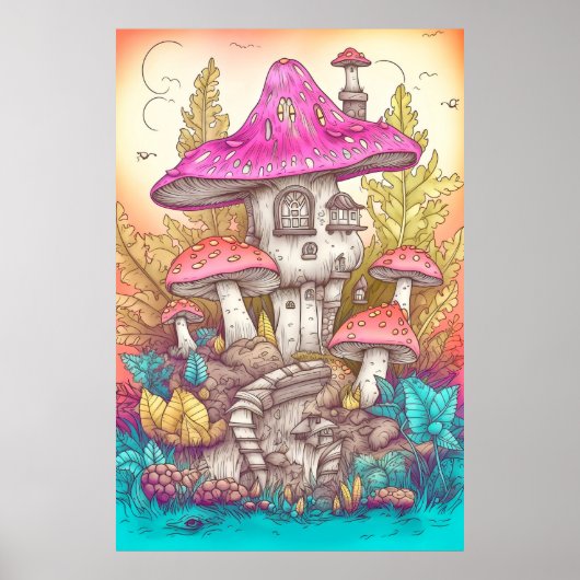 Creatieve Wild Psychedelic Mushroom Woning Art Poster (Voorkant)
