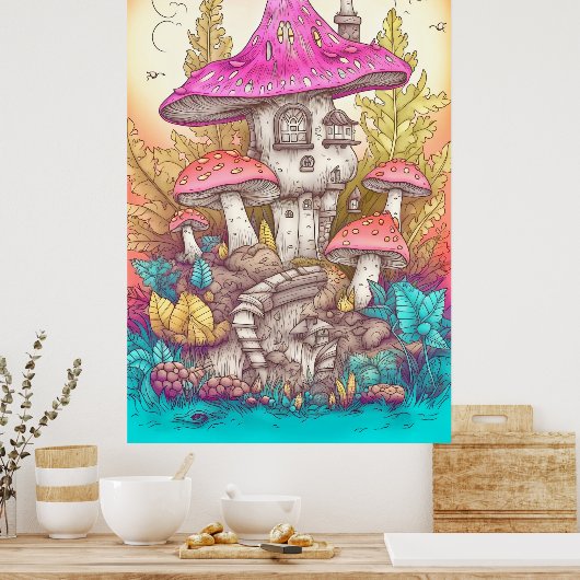 Creatieve Wild Psychedelic Mushroom Woning Art Poster (Keuken)