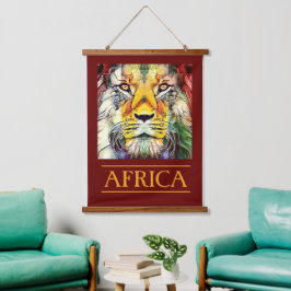 Creatieve Wilde Afrikaanse Leeuw Reizen Afrika Hangend Wandkleed