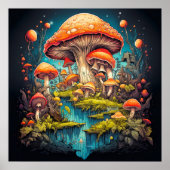 Creatieve wilde psychedelische paddestoelen poster (Voorkant)