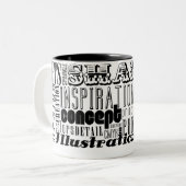 Creatieve woorden tweekleurige koffiemok (Voorkant links)