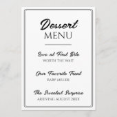 Creatieve zwangerschapsaankondiging op dessertmenu menu (Voorkant)