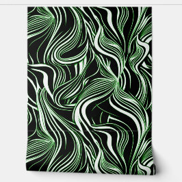 Creatieve zwart, wit en groen naadloze abstracts behang