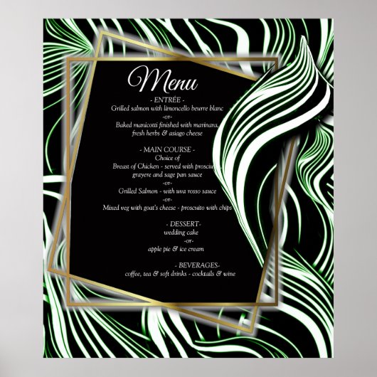 Creatieve zwart, wit en groen naadloze abstracts poster (Voorkant)