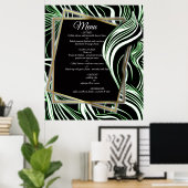 Creatieve zwart, wit en groen naadloze abstracts poster (Thuiskantoor)