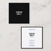 Creatieve zwart-wit minimalistische moderne eenvou vierkante visitekaartje (Voorkant / Achterkant)