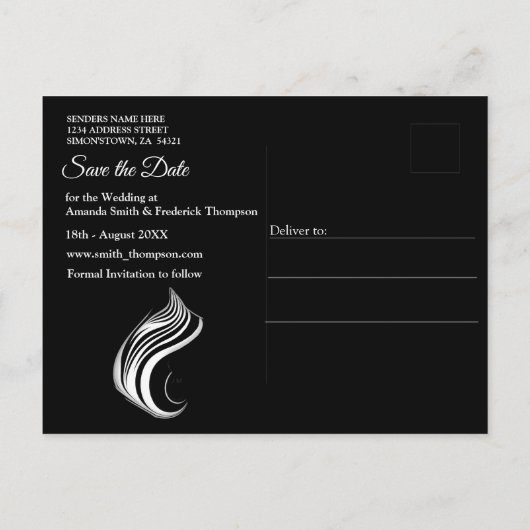 Creatieve zwart-wit naadloze abstracts aankondigingskaart (Achterkant)