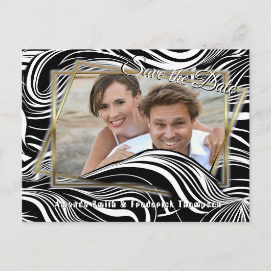 Creatieve zwart-wit naadloze abstracts aankondigingskaart (Voorkant)