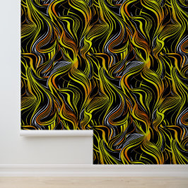 Creatieve zwarte, gele en oranje naadloze abstract behang