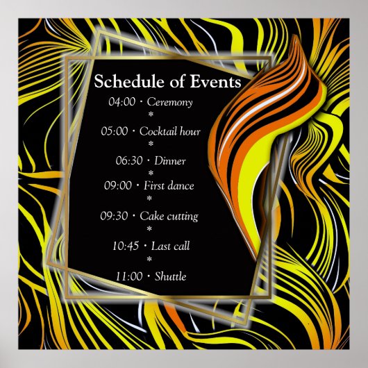 Creatieve zwarte, gele en Oranje naadloze abstract Poster (Voorkant)