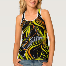 Creatieve zwarte, gele, Oranje naadloze abstracts Tanktop