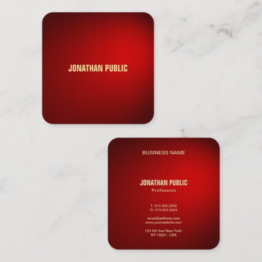 Creatieve Zwarte Rode Damast Ontwerp Luxe Template Vierkante Visitekaartje (Voorkant / Achterkant)