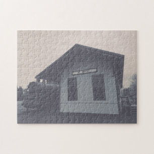 Creatieve zwarte witte spoorweg foto puzzel
