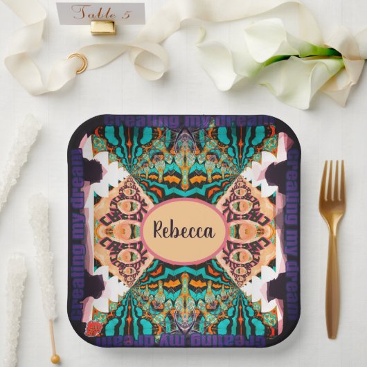 Creating my Dream with a name or a word Papieren Bordje (Huwelijk)