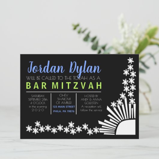 CREATION Bar Bat Mitzvah Uitnodiging (Staand voorkant)