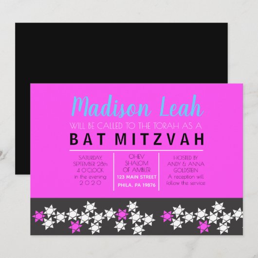CREATION Bar Bat Mitzvah Uitnodiging (Voorkant / Achterkant)