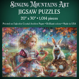 Creative Alice & White Rabbit Watercolor Tea Party Legpuzzel