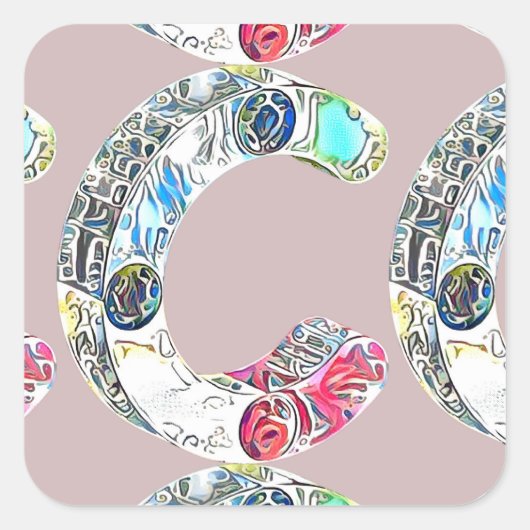 Creative Alphabet C Letter Vierkante Sticker (Voorkant)