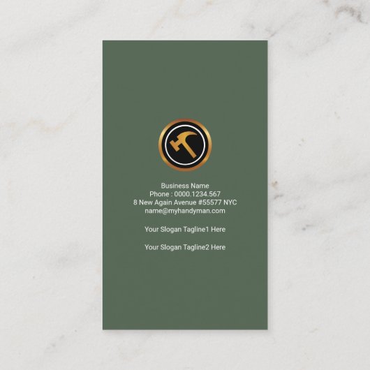 Creative Alphabet-H Handyman Service in reliëf Visitekaartje (Achterkant)