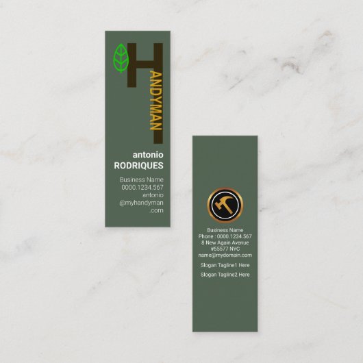 Creative Alphabet-H Handyman Service Mini Visitekaartje (Voorkant / Achterkant)