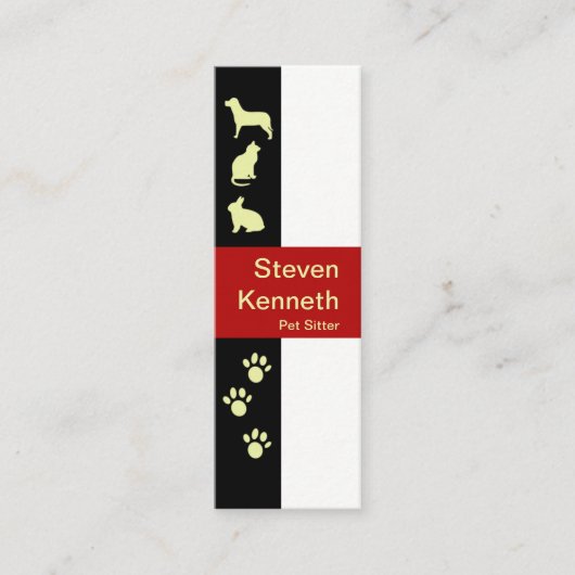 Creative Animal and Paws Motif Pet Sitter Mini Visitekaartje (Voorkant)
